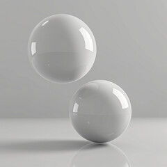 3d render of two spheres and cylinder floating