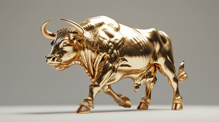 3D rendering golden bull sculpture