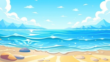 Fototapeta na wymiar cartoon illustration ocean or sea seashore.