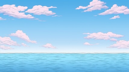 Fototapeta na wymiar cartoon ocean view horizontal panorama,