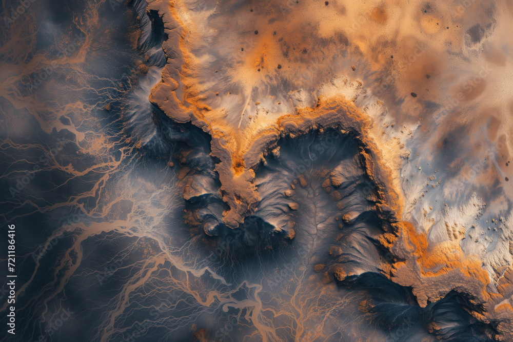 Poster incredible surface of a distant unknown exotic planet. background image. created with generative ai 