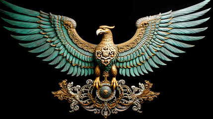Wooden sculpture of Garuda is a mythological bird according to Hindu belief - obrazy, fototapety, plakaty