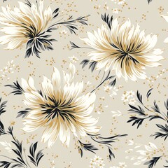 Elegant vintage openwork sand colored pattern on light beige background with golden speckles.