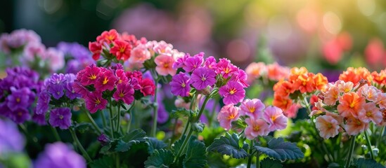 Obraz premium Vibrant Verbenas Bring Color to the Charming Flowers in the Serene Garden