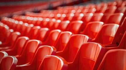 Red seats in a stadium amplify the energy of live events.