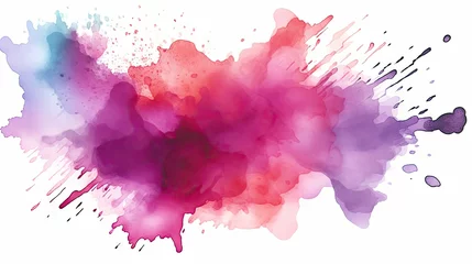 Foto op Canvas abstract colorful watercolor painting, Bright watercolor blue-red orange purple stain drips on white background © Planetz