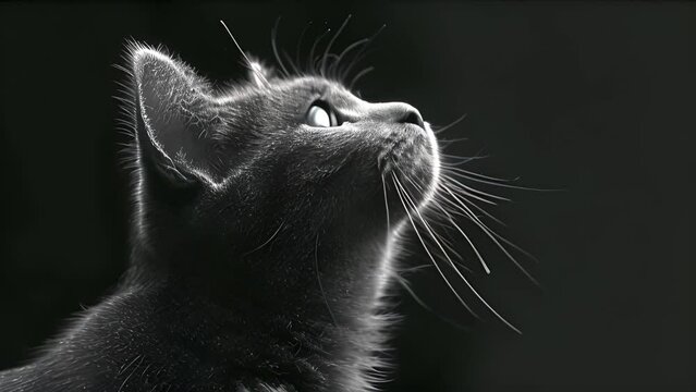 Beautiful portrait of a cat silhouette dark background. A solitary cat prowls through the darkness its eyes glowing as it navigates the night with subtle outlines of trees in the background beauty mp4