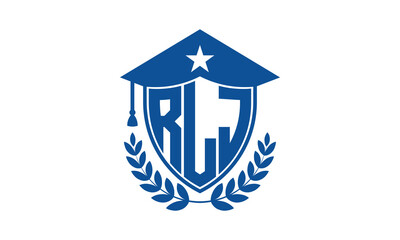 RLJ three letter iconic academic logo design vector template. monogram, abstract, school, college, university, graduation cap symbol logo, shield, model, institute, educational, coaching canter, tech