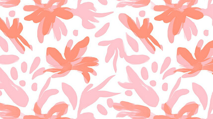  autumn leaves pattern, Abstract hand drawn flower art seamless pattern illustration.