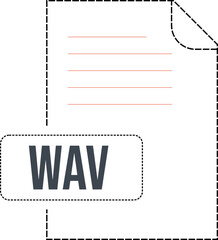 WAV  file format icon dashed outline