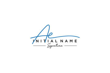 Initial AE signature logo template vector. Hand drawn Calligraphy lettering Vector illustration.
