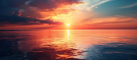 Mesmerizing Sunrise Over the Serene Sun, Sky, and Sea: A Breathtaking Visual Symphony of Sunrise, Sunlit Sky, and Sparkling Sea