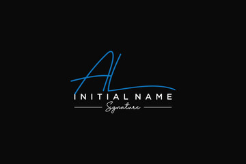 Initial AL signature logo template vector. Hand drawn Calligraphy lettering Vector illustration.