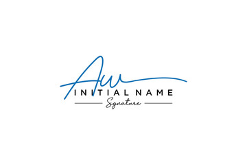 Initial AW signature logo template vector. Hand drawn Calligraphy lettering Vector illustration.