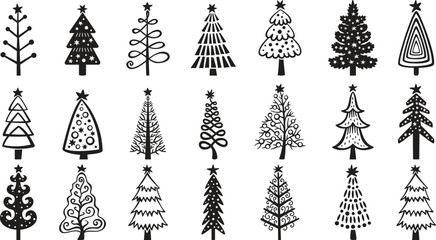 various Christmas tree silhouette