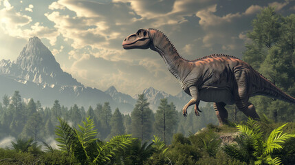 AI imagination of a Herrerasaurus dinosaur. AI generated