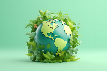 Eco planet earth with greenery plants