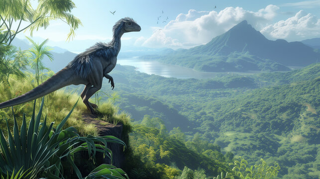 AI imagination of a Troodon dinosaur. AI generated