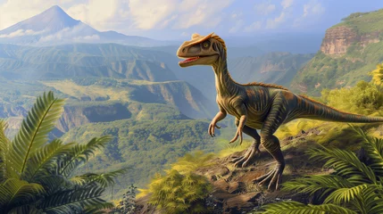 Foto op Plexiglas AI imagination of a Dilophosaurus dinosaur. AI generated © MoiraM
