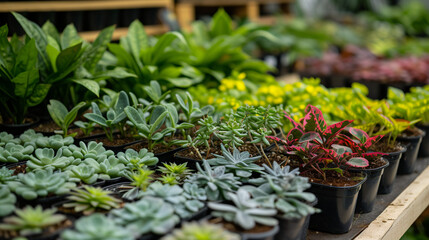 Assortment of plants in a garden center
