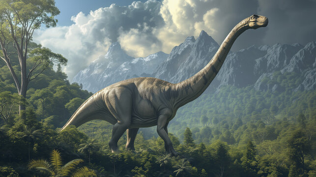 AI imagination of a Argentinosaurus dinosaur. AI generated