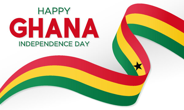 Happy Ghana Independence Day celebration every year in 6th March. Vector template for banner, greeting card, poster with background. Waving Ghana flags. Vector illustration.