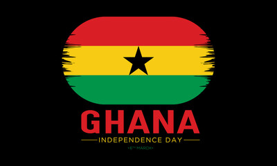 Happy Ghana Independence Day celebration every year in 6th March. Vector template for banner, greeting card, poster with background. Waving Ghana flags. Vector illustration.