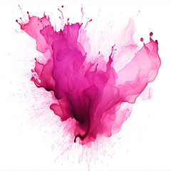  pink watercolor splash stain on white background, Colorful pink watercolor stain with aquarelle paint blotch for Valentine day or wedding