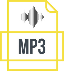 MP3  File Icon Thick outline sharp corners
