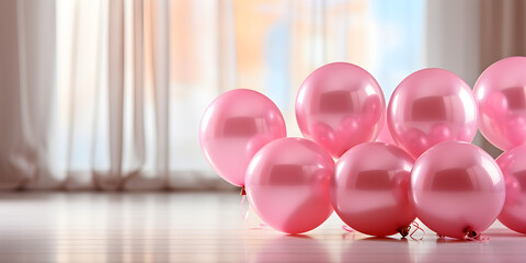 pink balloons on floor