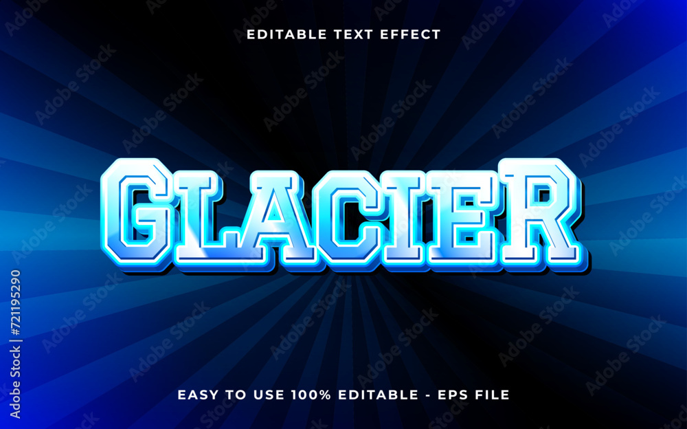 Poster glacier 3d style editable text effect template