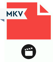 MKV File format icon  roe color fill