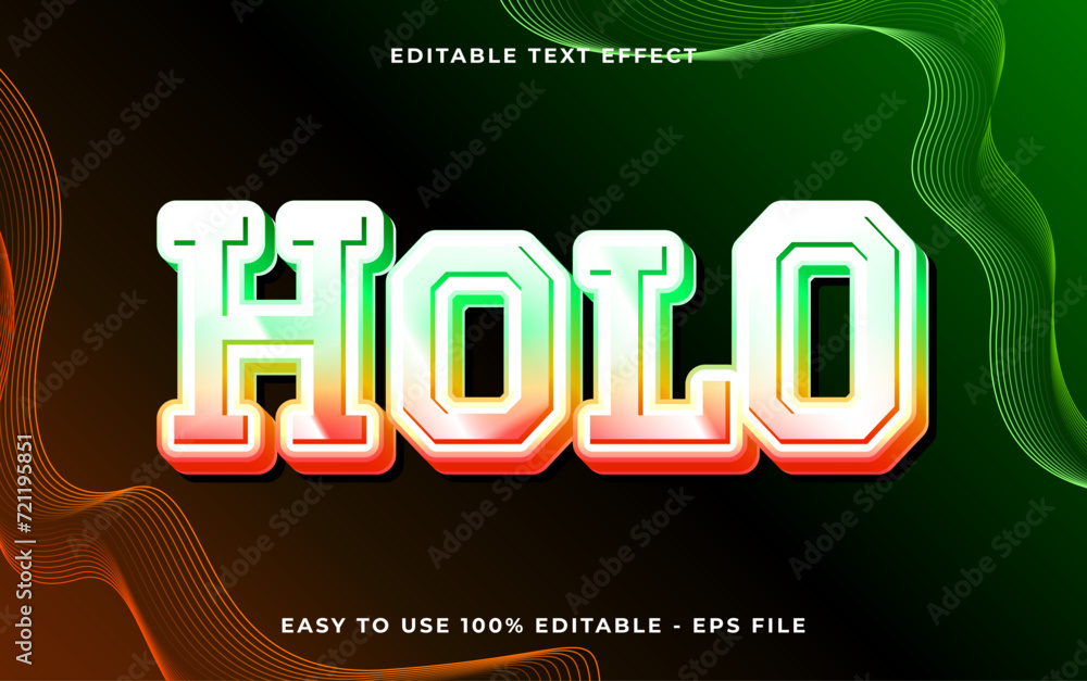 Poster holo 3d style editable text effect template