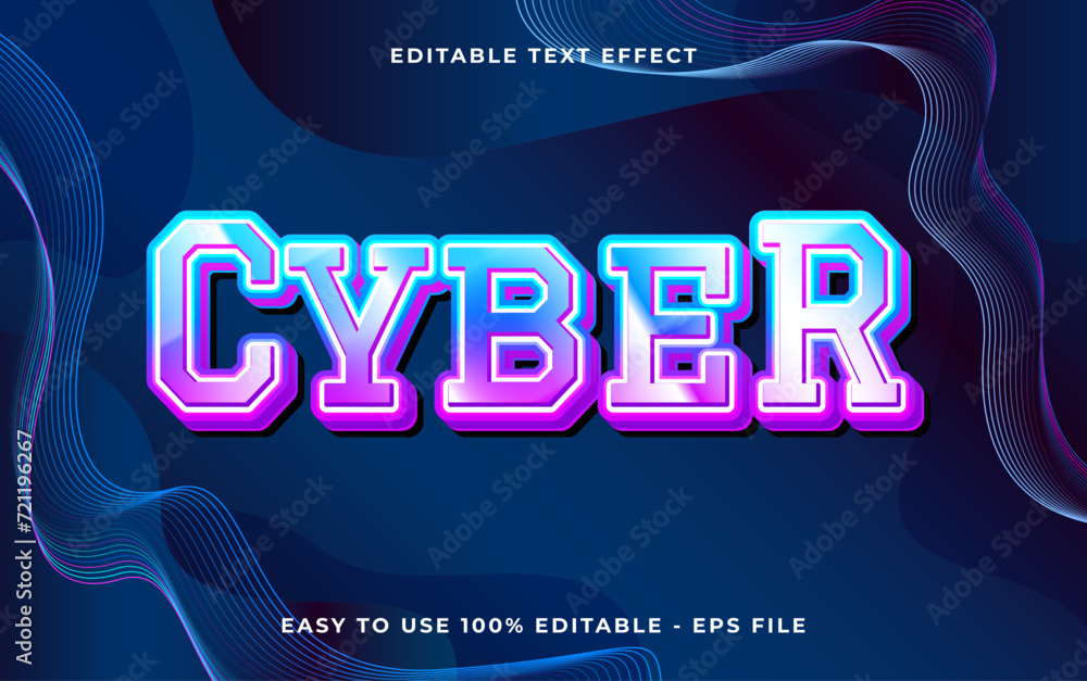 Poster cyber 3d style editable text effect template