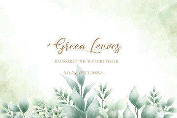 beautiful green leaves background watercolor