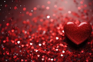 glitter and shine and red heart on valentine's day background
