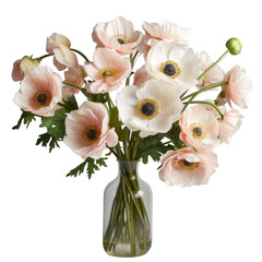 flower - The bouquet of Anemone flowers in pink-peach and light orange hues in the vase