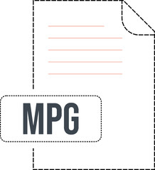 MPG  file format icon dashed outline 