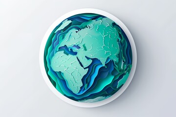 Planet Earth paper cut illustration on white background