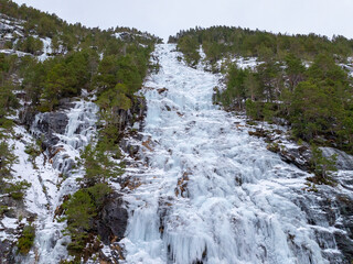 Fototapeta na wymiar Frozen waterfall in Norway