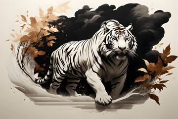 A watercolor clipart of a tiger with an amazing look