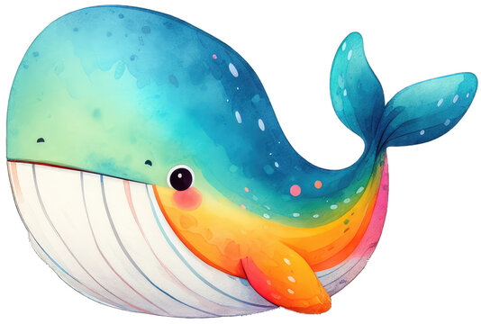 recommend clip art: watercolor whale illustration for children's book