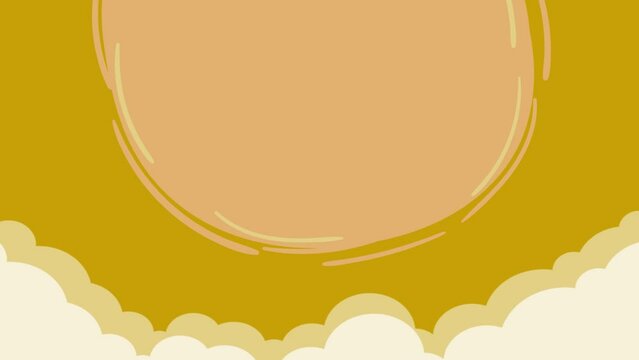 Clouds animation loops in cartoon style. Orange color background in 4K with big copy space for Valentine's Day