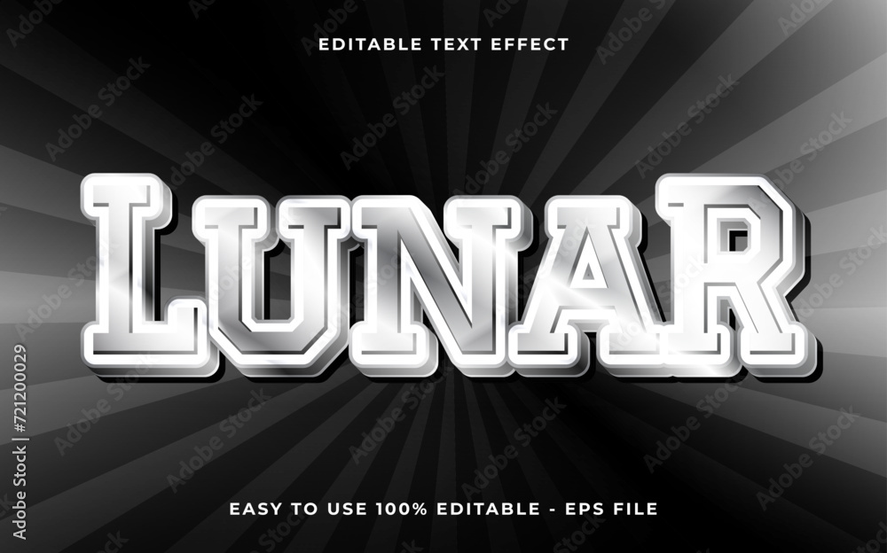 Poster lunar 3d style editable text effect template