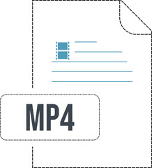 MP4  Icon black dashed Outline 