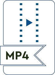MP4 File format icon  Cyan  outline fill 