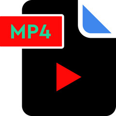 MP4 File format icon rounded shapes and spacing 