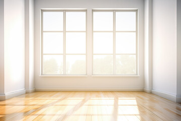 Fototapeta premium Empty room with wooden floor and window
