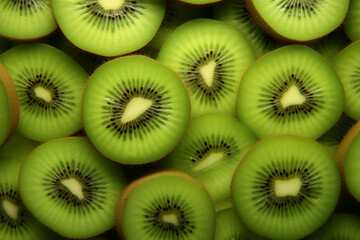 Fototapeta premium a lot of kiwi slices as textured background 