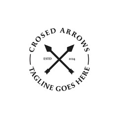 Vintage Crossed Arrows for Archer Hunting Label Stamp Logo Design Concept Vector Illustration